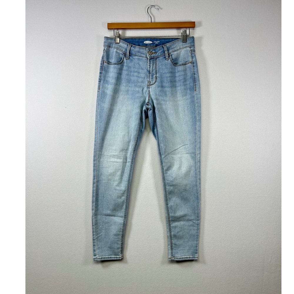Old Navy Super Skinny Jeans Women 4 Light Wash Blue Mid Rise Ankle Stretch Denim